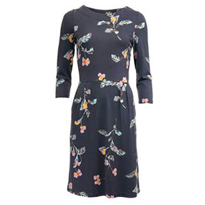 Joules Floral Dress Beth Jersey Ponte Gray Sz 14 Pockets 3/4 Sleeve NWT